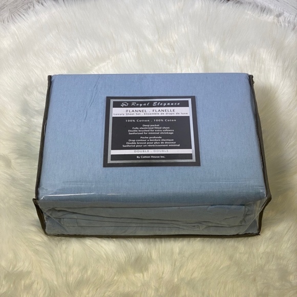 ⭐️FINAL STOCK⭐️Full 4pc Sky Blue Flannel Bedsheets - Picture 1 of 4